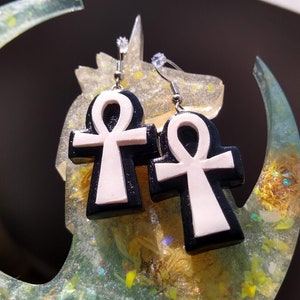 Ankh Symbol- Handmade Polymer Clay Charm Earrings
