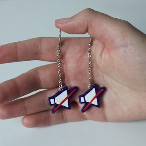 Mute Symbol on a Chain- Handmade Polymer Clay Charm Earrings