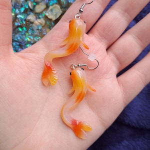 Colorful Koi Fish Dangle- Handmade Polymer Clay Charm Earrings