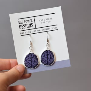 Brain earrings, Anatomical human brain, Neurologist, Neurology Jewelry, hand made