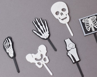 Bone cupcake toppers, skeleton cupcake topper, radiologist gift, radiology, Orthopedic, podiatrist, skeletin gift, medical cupcake topper