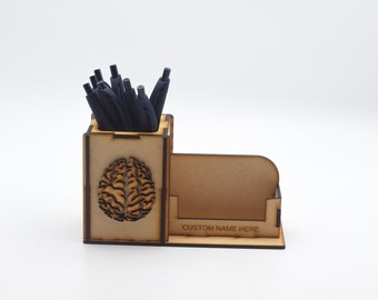 Brain pen holder with business card holder Neurologist Neuro Brain Neurology brain decor card holder Medical pen holder neurologist gift