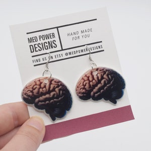 Brain Dangle earrings Anatomical human brain Neurologist gift Neurology Jewelry  Brain gift Brain surgery brain jewelry Nero hand made