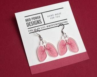 Lung Dangle Earrings: Acrylic Medical Anatomy Jewelry