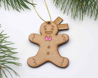 Thyroid Gingerbread Ornament: Laser Engraved Wood, Medical Gift with custom name tag