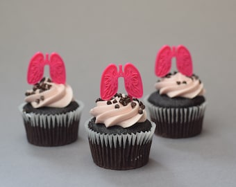 Lung Cupcake toppers, Respiratory, Lungs gift, organ cupcake topper, Respiratory therapy, Doctor, RT gift, Medical cupcake toppers, party