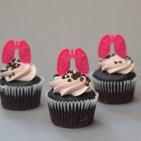 Lung Cupcake Toppers, Medical Graduation, 3D Printed PLA