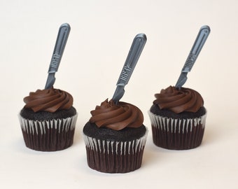 Scalpel cupcake toppers Doctor Medical party, medical instruments cake embalmer mortician healthcare workers gift Surgeon graduation party