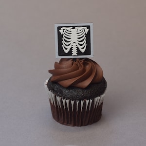 X-ray cupcake toppers, skeleton cupcake topper, radiologist gift, radiology, medical cupcake topper, X-ray gift, Radiologist party, bones image 1