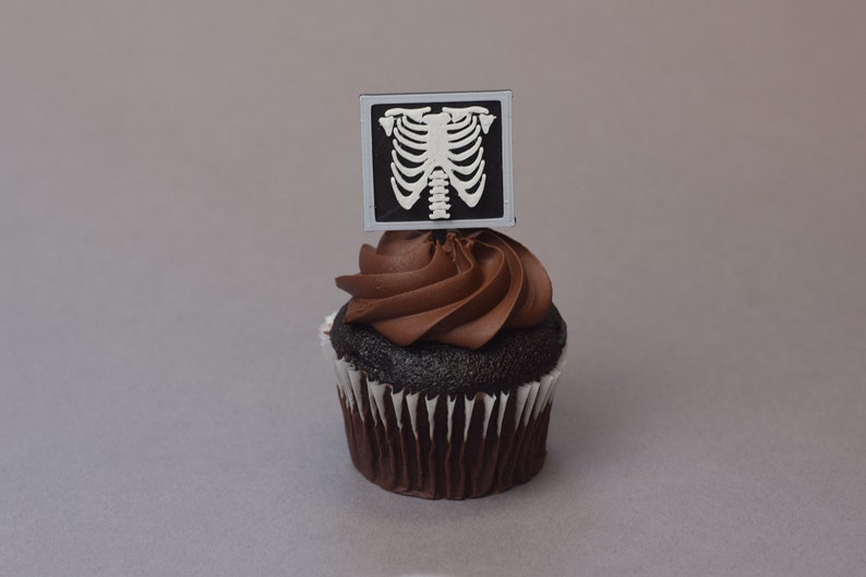 X-ray cupcake toppers, skeleton cupcake topper, radiologist gift, radiology, medical cupcake topper, X-ray gift, Radiologist party, bones image 1