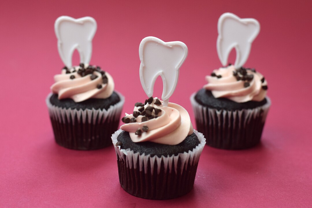Tooth Cupcake Toppers, Dental Cupcake Toppers, Dentist, Dental Party