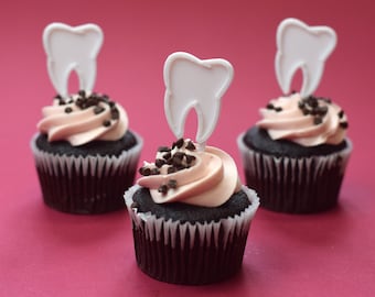 Tooth cupcake toppers, Dental cupcake toppers, Dentist, Dental party, dentist gift, dentist party, Dental Assistant, Tooth gift, tooth decor