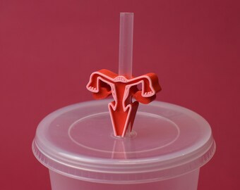 Adorno para pajita con forma de útero impreso en 3D, regalo para ginecólogos/obstetras.