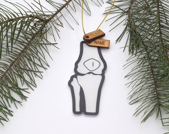 Adorno navideño acrílico con forma de hueso de rodilla, regalo para radiólogos/médicos.