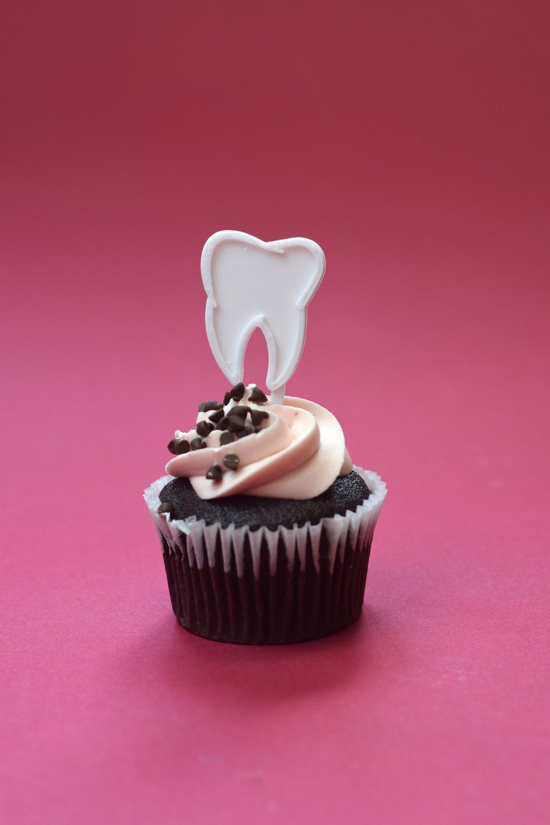Tooth Cupcake Toppers Dental Cupcake Toppers Dentist Dental Etsy