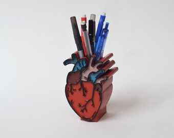 Anatomical Human Heart Pen holder, heart decor, Doctor, Medical, Science, Medical pen holder, Anatomy, Hand painted