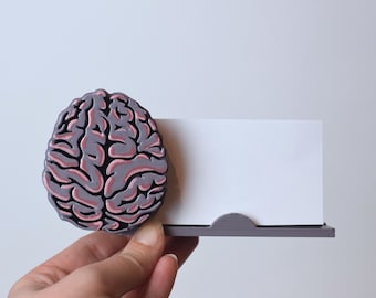 Hand Painted Brain Business Card Holder, Neurology Decor