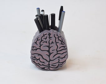 Hand Painted Brain Pen Holder, Neurology Decor