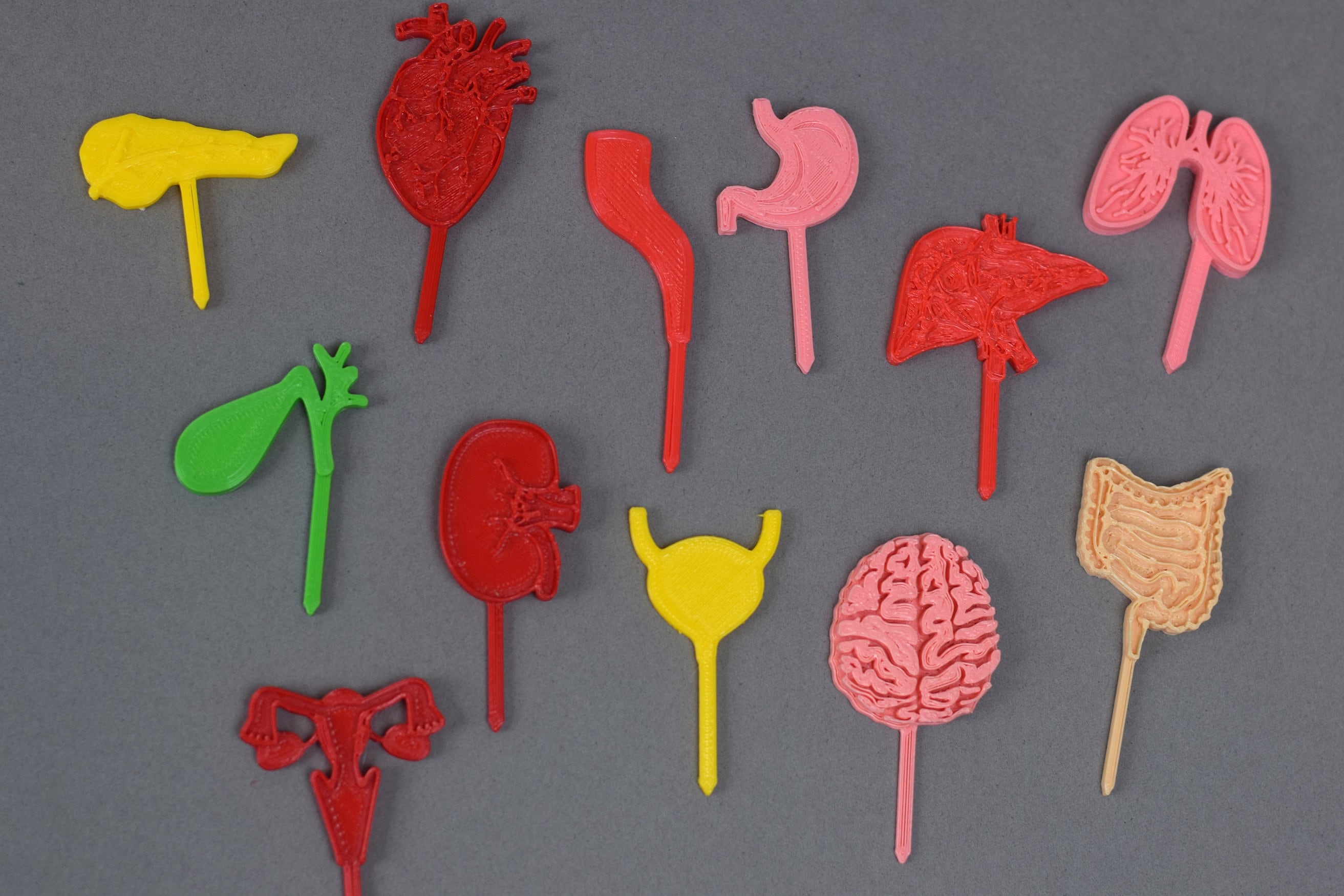 18pcs Red Glitter Heart Cupcake Toppers - Surgical Doctor Nurse Anatomy Theme Party Decorations