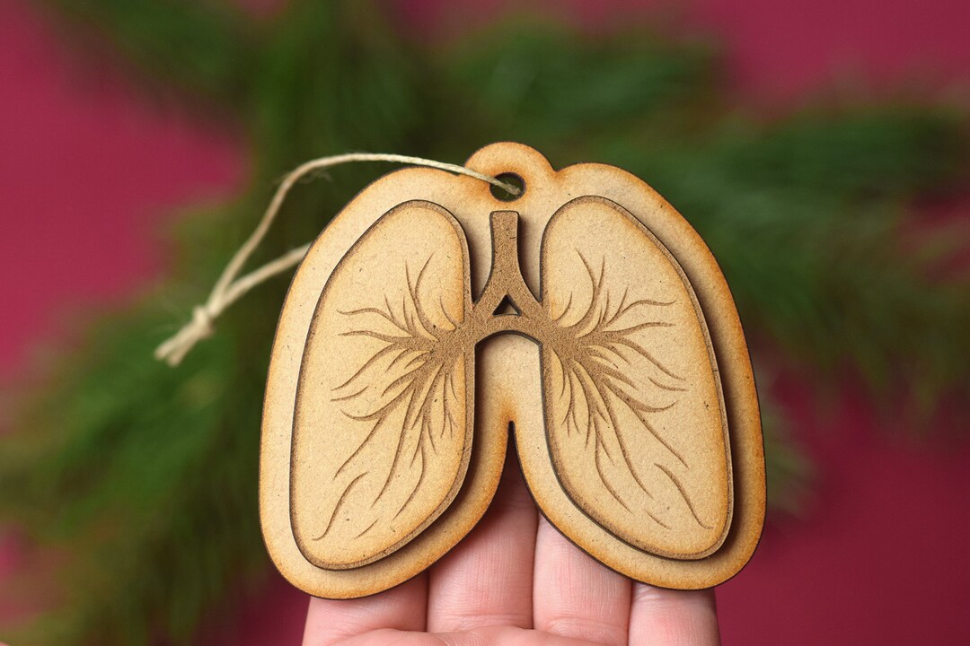 Wood Lung Ornament, Respiratory, Lungs Gift, Organ Ornament