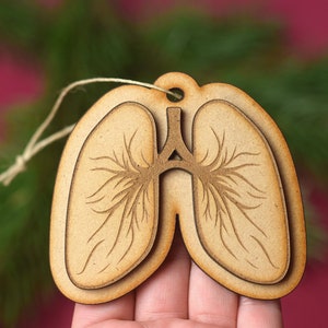 Wood Lung ornament, Respiratory, Lungs gift, organ ornament, Respiratory therapy, Doctor, Medical, RT gift, Medical ornament, Med Power
