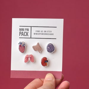 Organ mini pin pack, human brain pin, Intestine pin, anitomical Heart Pin, Doctor gift, Doctor jewelry, Doctor pins, medical pin gift