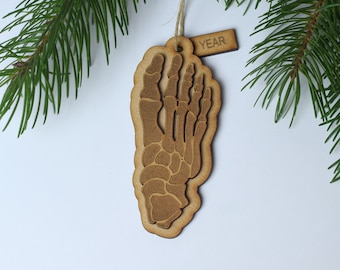 Wood Foot bones Christmas Ornament for Podiatrist