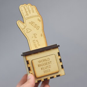 Cast trophy, Broken arm award, Broken arm gift, arm cast, arm cast gift, Cast gift, broken leg gift, Klutz trophy, klutz award image 3