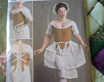 Corset, Shift And Panniers Sewing Pattern, Simplicity 8579 sizes 14-22, Uncut, FF, Historical Sewing DIY