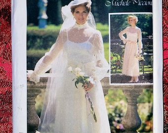 Wedding Gown Sewing Pattern Simplicity 7261 Vintage 1985 Misses' size 8, Uncut, Out of Print, Sew Your Own Dress