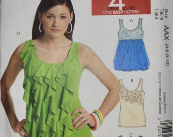 Ruffled Tank Tops Sewing Pattern from McCall's 5853 sizes 4-10 from 2009