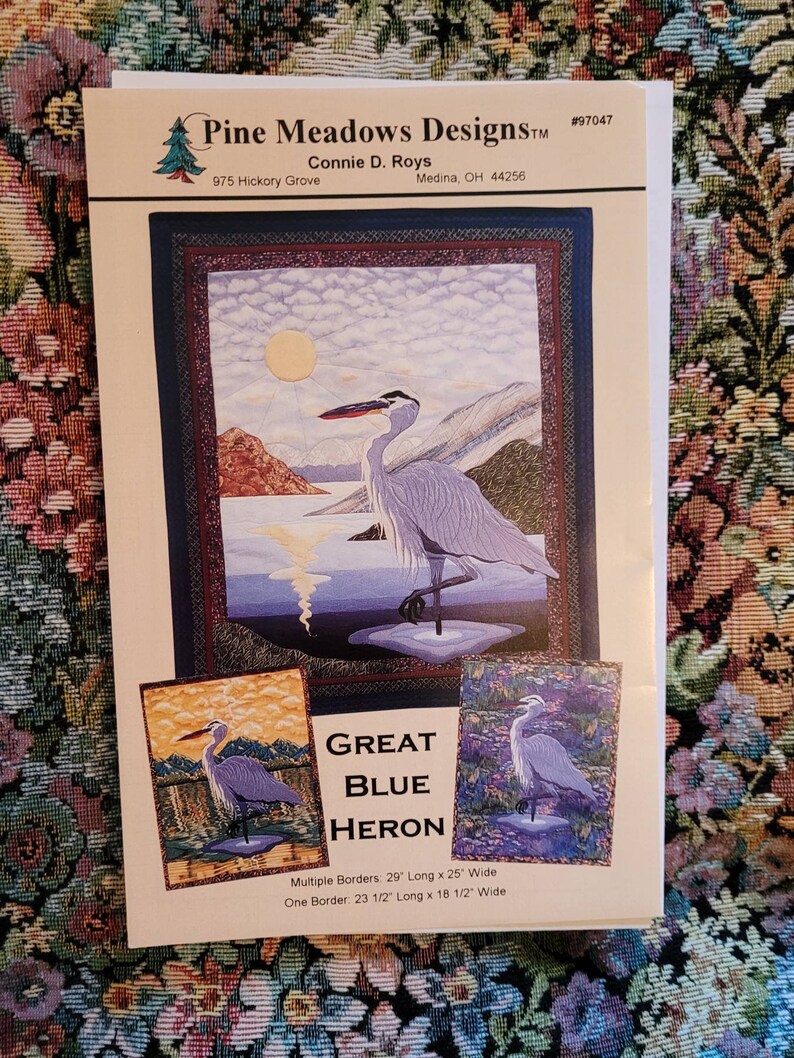 Great Blue Heron Applique Quilt Pattern and Instructions Etsy