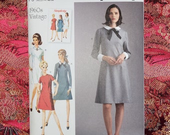 Sixties Style A-line Dress With Collar Sewing Pattern sizes 18W-26W