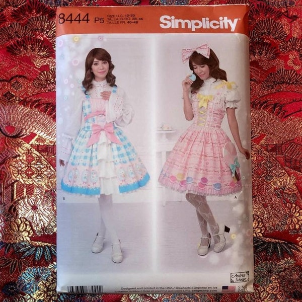 Lolita Costume Sewing Pattern, Simplicity 8444 sizes 12-20, DIY Cosplay Dress