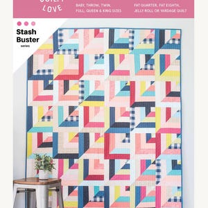 Lucky Log Cabins Quilty Love Pattern Fat Quarter Friendly Quilt by Emily Dennis #137