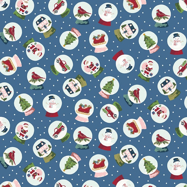Christmas Village by Katherine Lenius a Riley Blake Designs Collection, SKU# C12242 Denim, Snow Globe