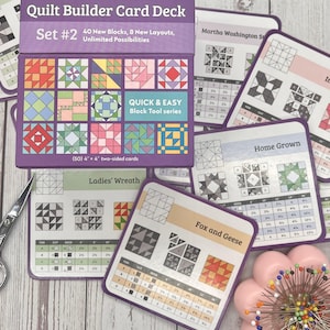 Quilt Builder Card Deck Set #2, 40 New Blocks, 8 New Layouts, Unlimited Possibilities, Restocked 12-16-25