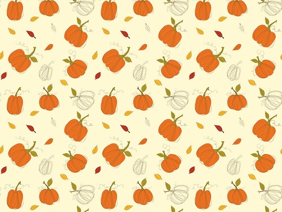 Adel in Autumn Pumpkins Cream by Sandy Gervais a Riley Blake - Etsy
