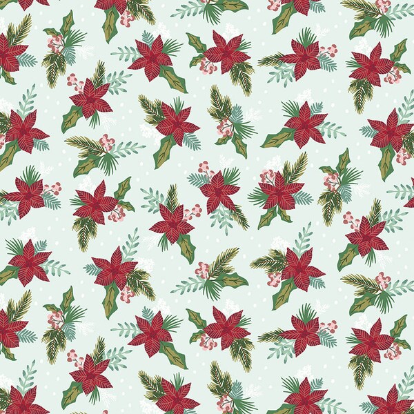 Christmas Village by Katherine Lenius a Riley Blake Designs Collection, SKU# C12241 Mint, Winter Blooms