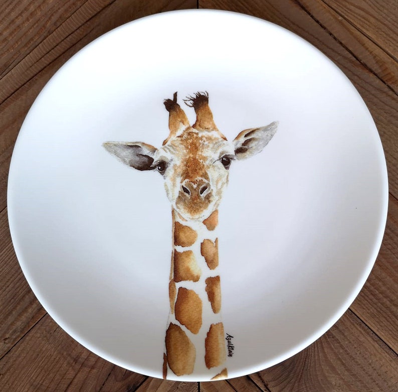 Giraffe Porcelain Plate, Ceramic Gift, Animal Plates, Childrens