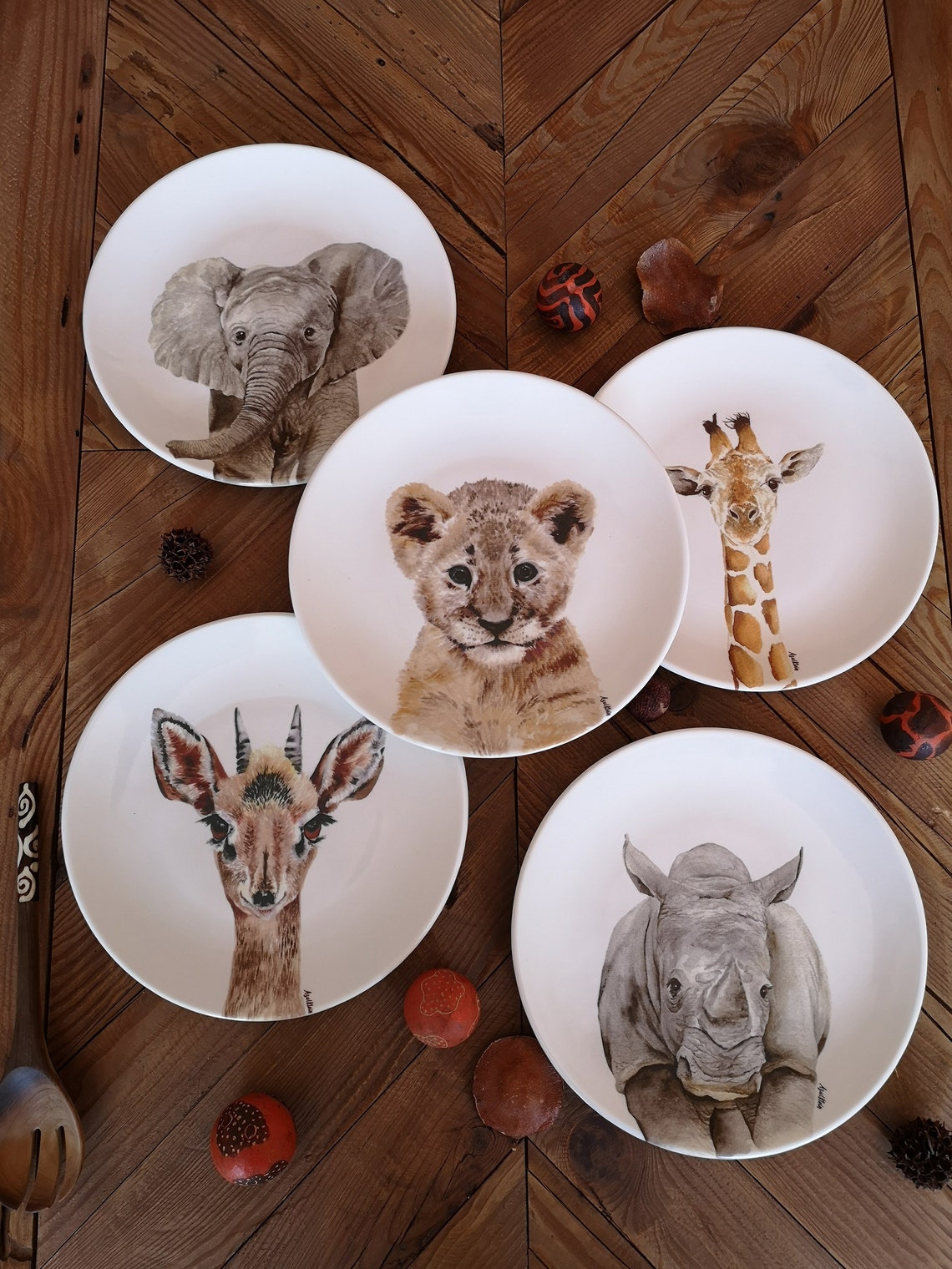 Giraffe Porcelain Plate, Ceramic Gift, Animal Plates, Childrens