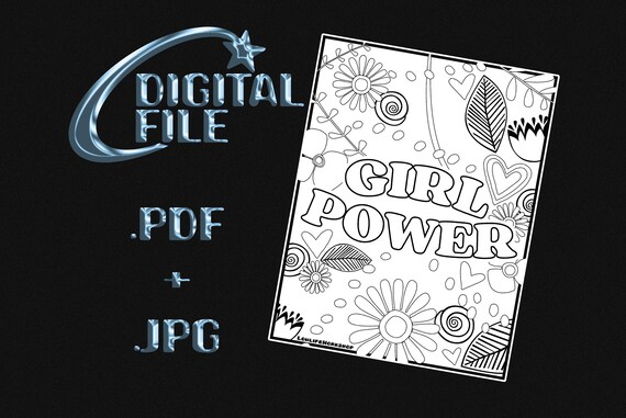 GIRL POWER Printable Coloring Page Digital Download - Etsy