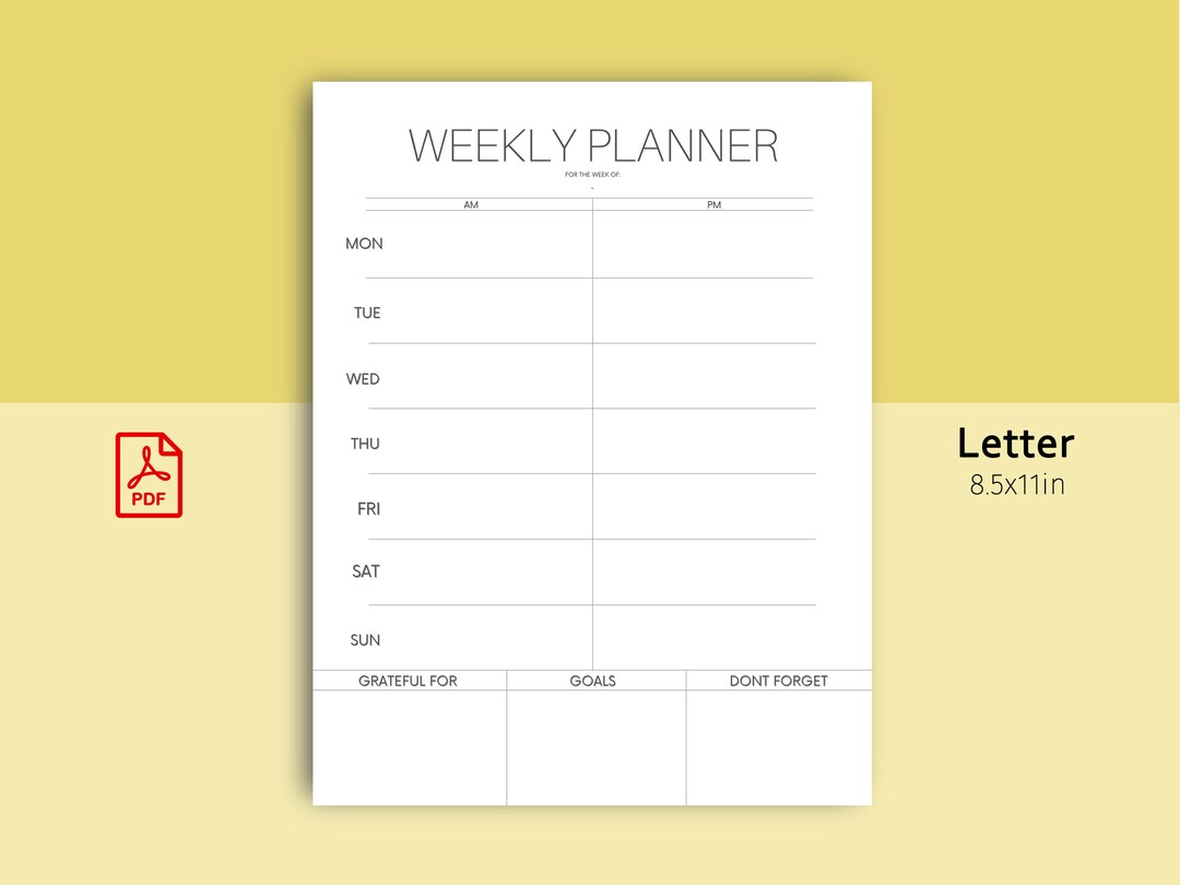 Printable Weekly Planner Modern and Minimalist Template - Etsy