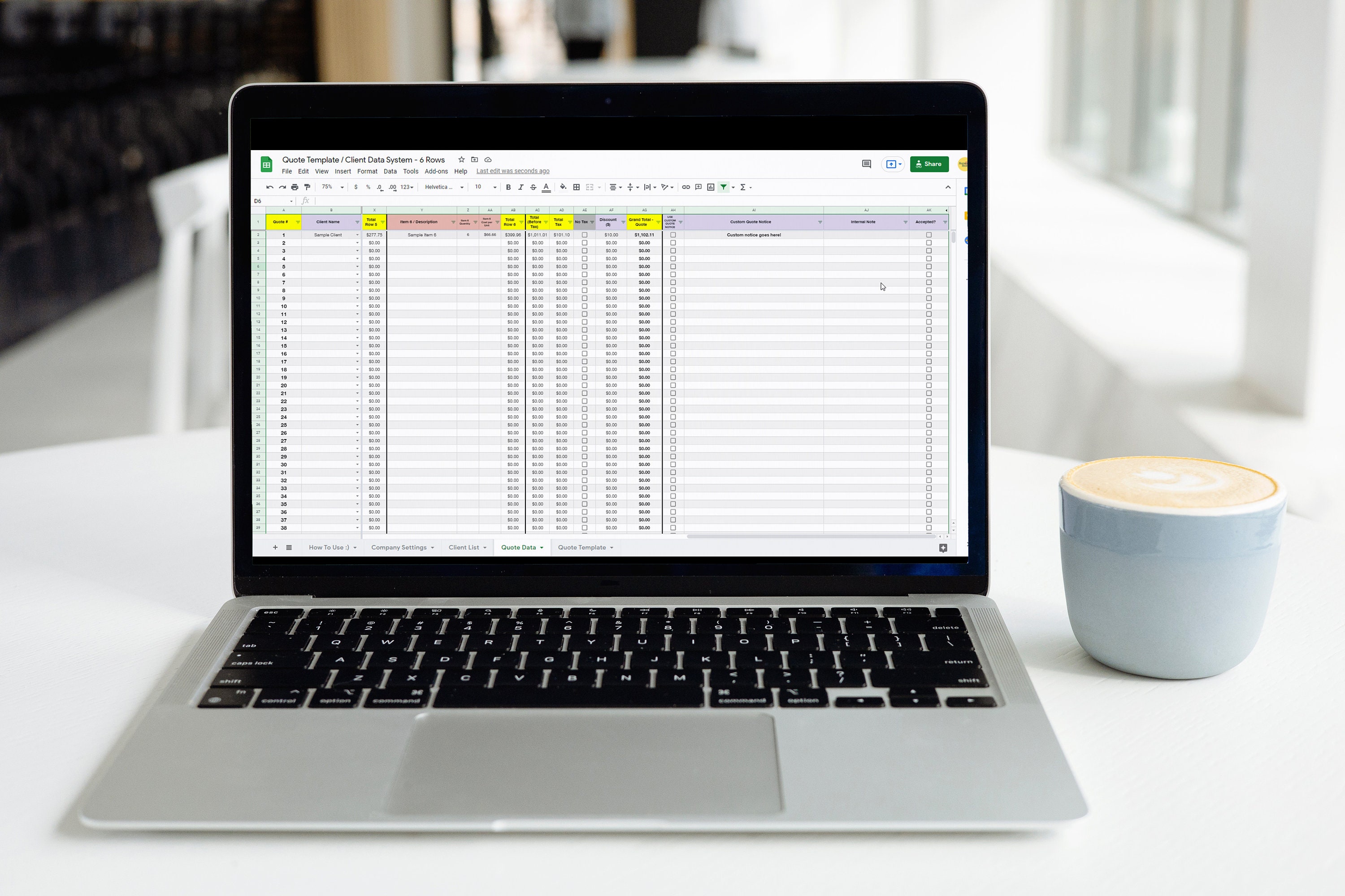 Google Sheets Quote Template and Tracker Client Directory Etsy