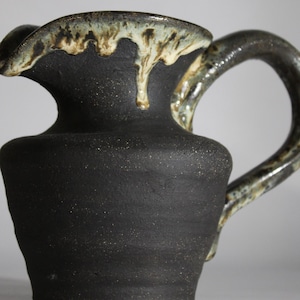 Handmade Black Ceramic Pitcher with Glazed Interior