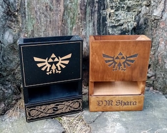 Custom Engraved Wooden Dice Tower for RPG, D&D