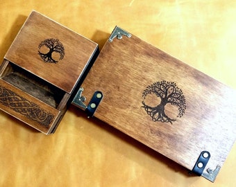 Handmade Wooden Dice Tower and Tray Set - Custom Engraved D&D RPG
