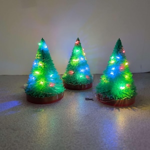 Christmas Mini Tree Lights, Christmas Village, Holiday Shelf Decor