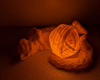眠っている猫のランプ、毛糸玉、デスク装飾、ナイトライト