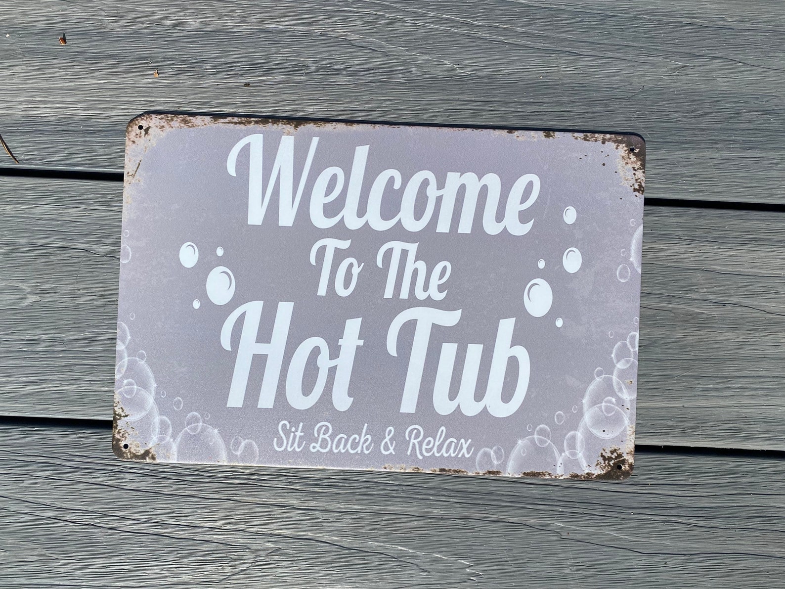 Hot Tub Garden Metal Sign Plaque Wall Tin Vintage Retro Etsy
